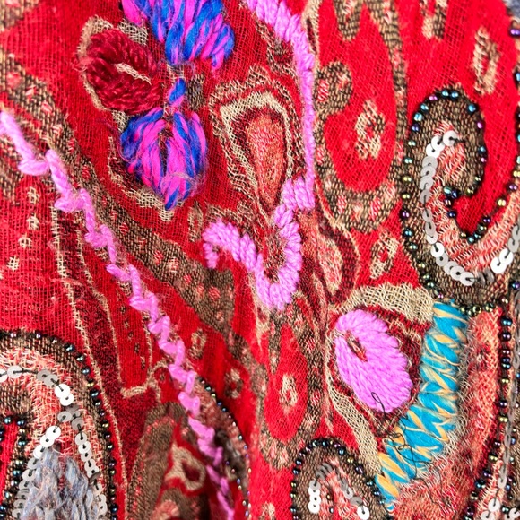 Soft Surroundings open front wool jacket/boho patchwork, embroidery - Picture 12 of 14